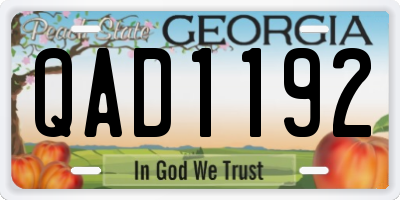 GA license plate QAD1192