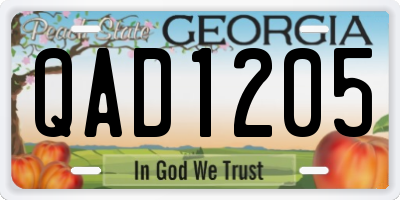 GA license plate QAD1205