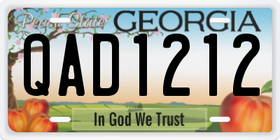 GA license plate QAD1212