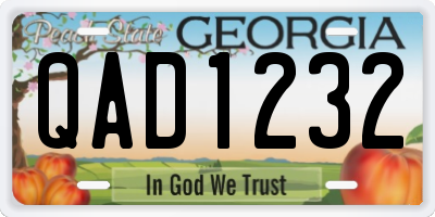 GA license plate QAD1232