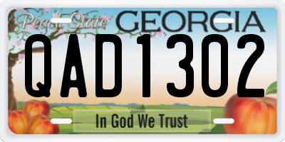 GA license plate QAD1302