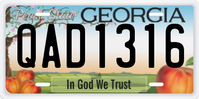 GA license plate QAD1316