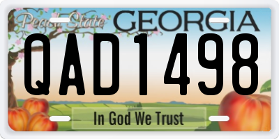 GA license plate QAD1498