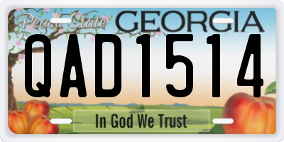 GA license plate QAD1514