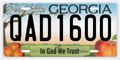 GA license plate QAD1600