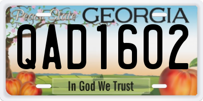 GA license plate QAD1602