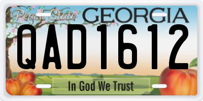 GA license plate QAD1612