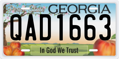 GA license plate QAD1663