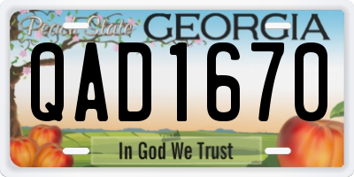 GA license plate QAD1670
