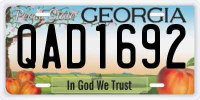 GA license plate QAD1692