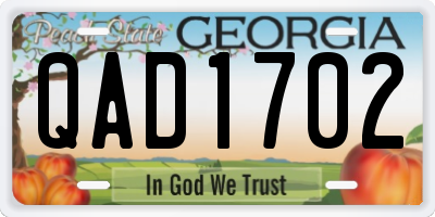 GA license plate QAD1702