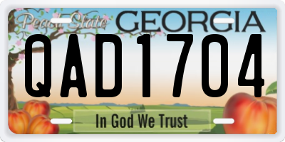 GA license plate QAD1704