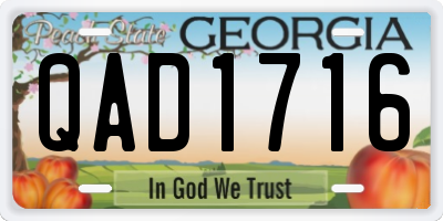 GA license plate QAD1716