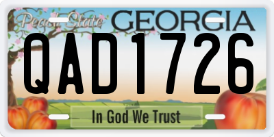 GA license plate QAD1726