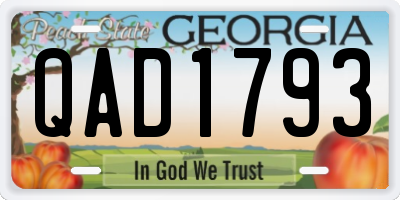 GA license plate QAD1793