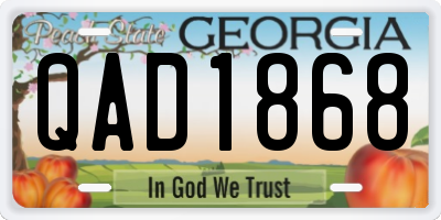 GA license plate QAD1868
