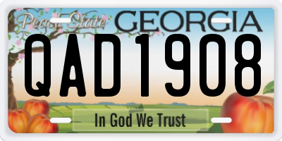 GA license plate QAD1908