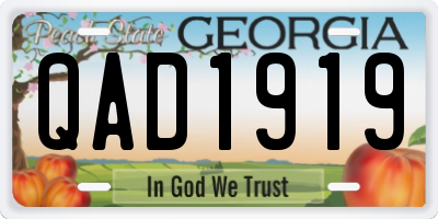 GA license plate QAD1919