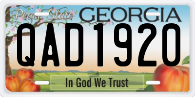 GA license plate QAD1920
