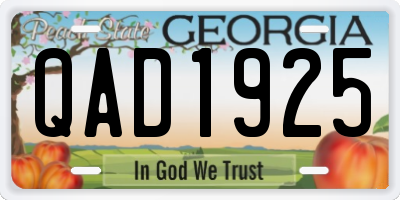 GA license plate QAD1925
