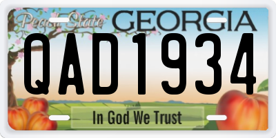 GA license plate QAD1934