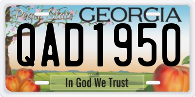 GA license plate QAD1950