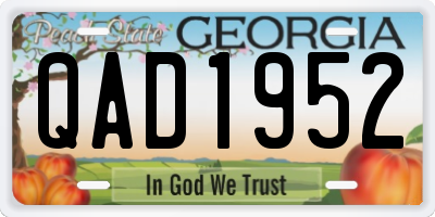 GA license plate QAD1952