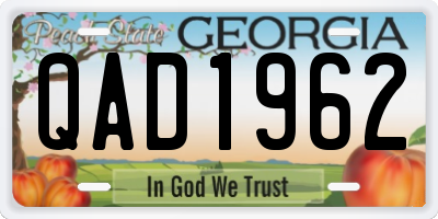 GA license plate QAD1962