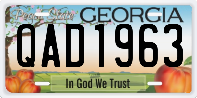 GA license plate QAD1963
