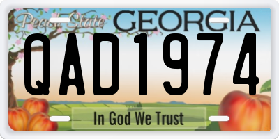 GA license plate QAD1974