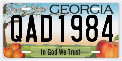 GA license plate QAD1984