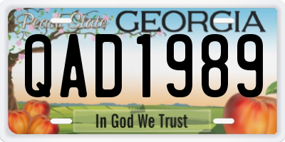 GA license plate QAD1989