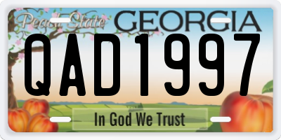 GA license plate QAD1997