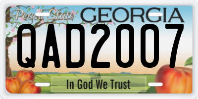 GA license plate QAD2007