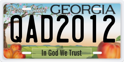 GA license plate QAD2012