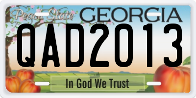 GA license plate QAD2013