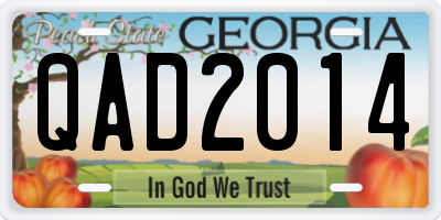 GA license plate QAD2014