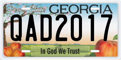 GA license plate QAD2017
