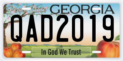 GA license plate QAD2019