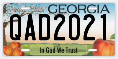 GA license plate QAD2021