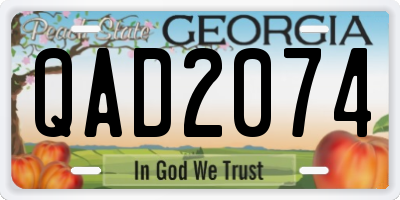 GA license plate QAD2074