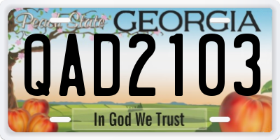 GA license plate QAD2103