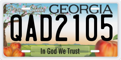 GA license plate QAD2105