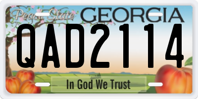GA license plate QAD2114