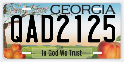 GA license plate QAD2125