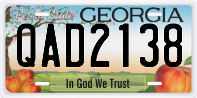 GA license plate QAD2138