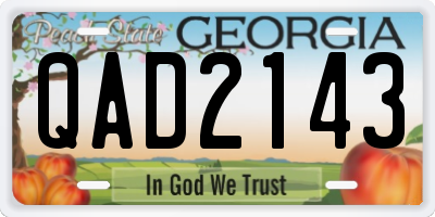 GA license plate QAD2143