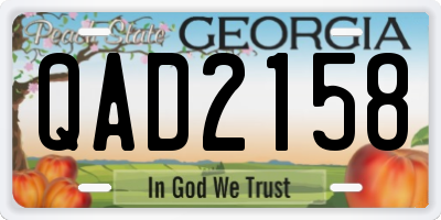 GA license plate QAD2158