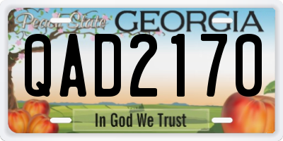 GA license plate QAD2170