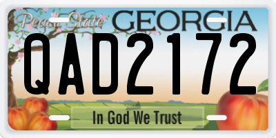 GA license plate QAD2172